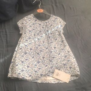 Baby girls blue floral print dress